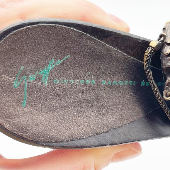 Giuseppe Zanotti Vicini Vintage Dragon Embellished Leather Heeled Sandals IT 36 - Picture 13 of 13